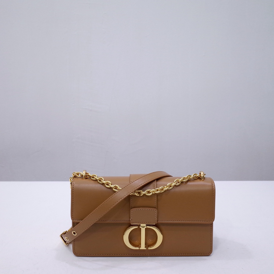 30 Montaigne East-West Bag with Chain Medium Tan Calfskin